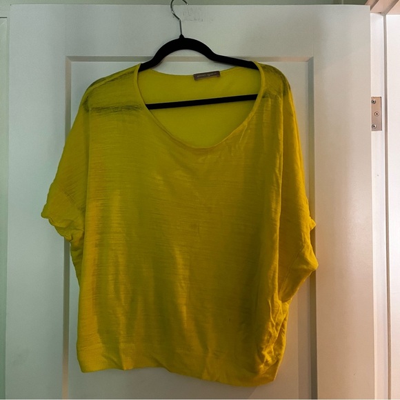Bruno Manetti Linen Blend Sunshine Yellow Oversized Dolman Sleeve Top - Picture 1 of 6